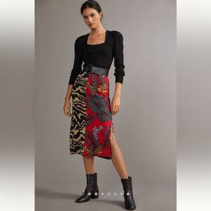 Aldomartins Contrast Knitted Midi Skirt